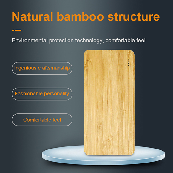 2020 newest 10000mAh 2A bamboo Power Bank LWS-8033